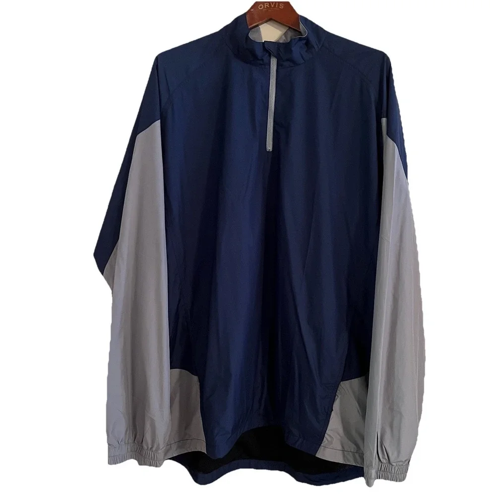Mizuno Performance 1/4 Zip Pullover Windbreaker Men's XXL Blue Gray Baseball